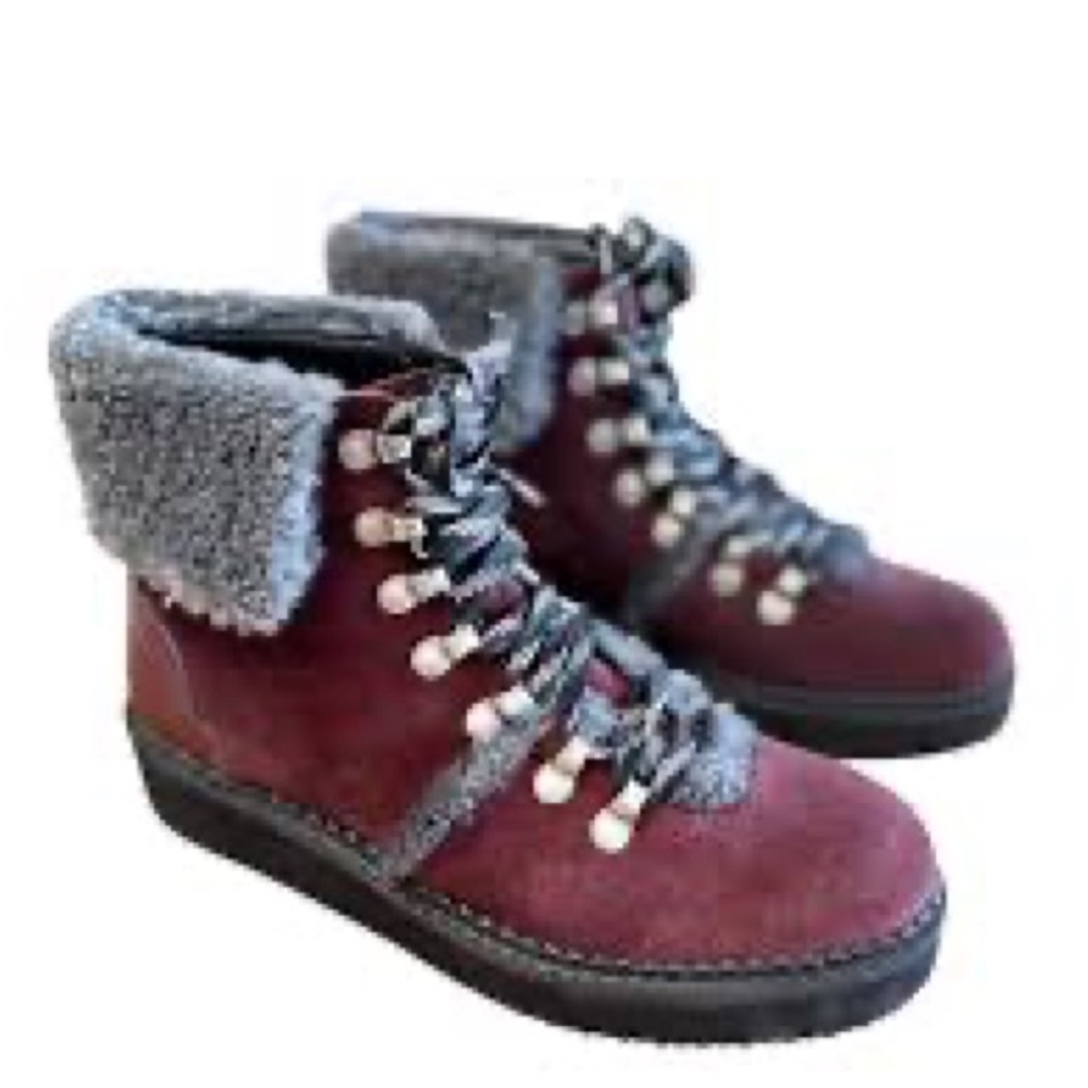 Very Volatile Burgundy and Gray Winter Boots